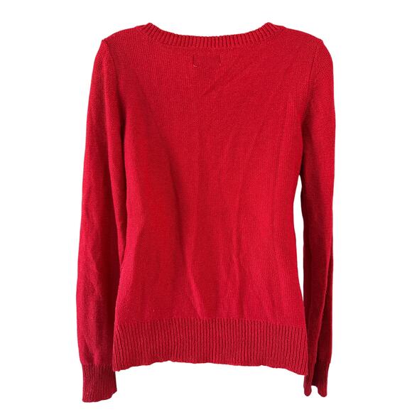 SO Red Sparkle V-Neck Sweater Size Large Holiday Winter Preppy Y2K - Picture 3 of 7